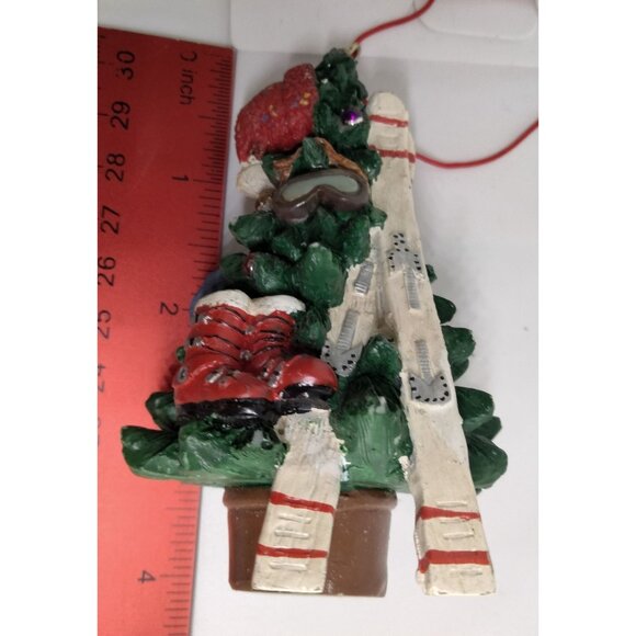 Skier Christmas Tree Ornament Skiing Winter Sports Skis Poles Goggles Mittens - Picture 6 of 6